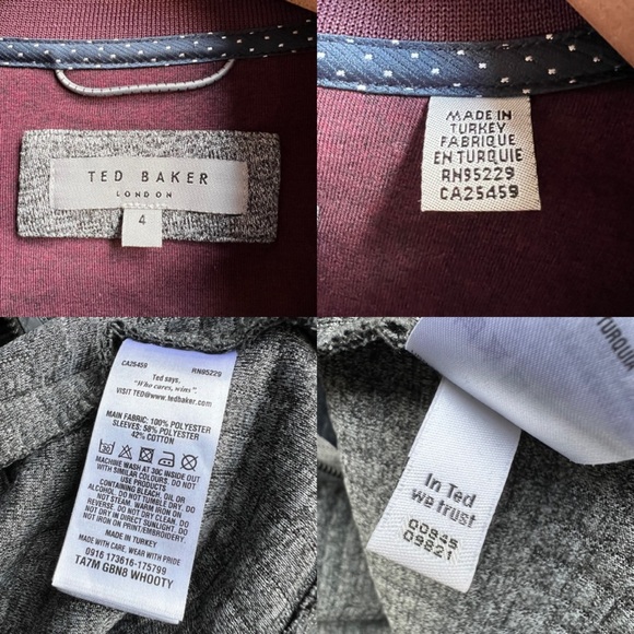 Ted Baker London Men’s Full Zip Whooty Grey Quilted Jacket, Size 4 (US Large) - Picture 9 of 11